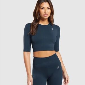 Gymshark Navy Seamless Cropped Athletic Top